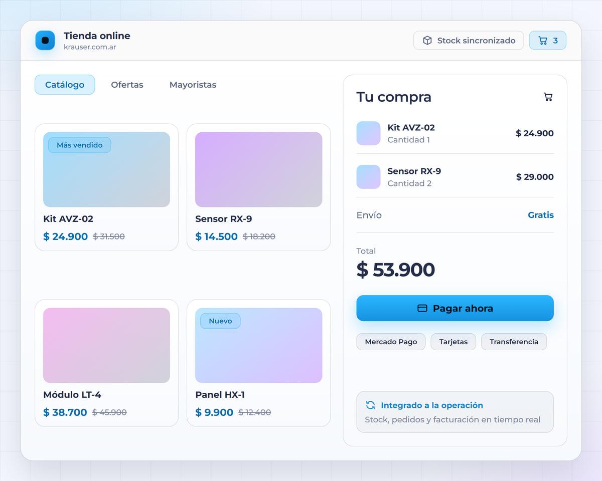 Tienda online con catalogo, carrito y pagos integrados