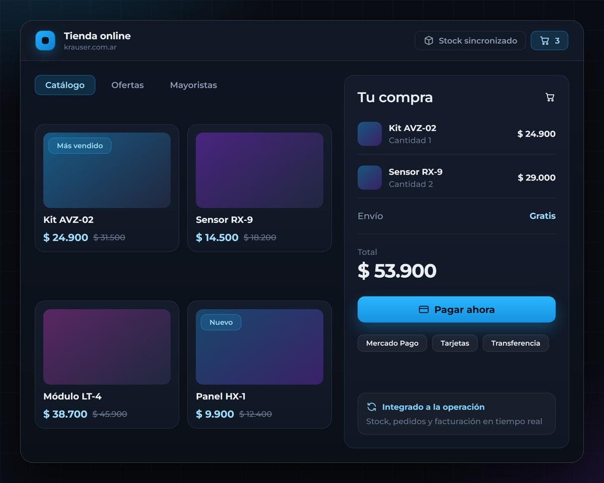 Tienda online con catalogo, carrito y pagos integrados